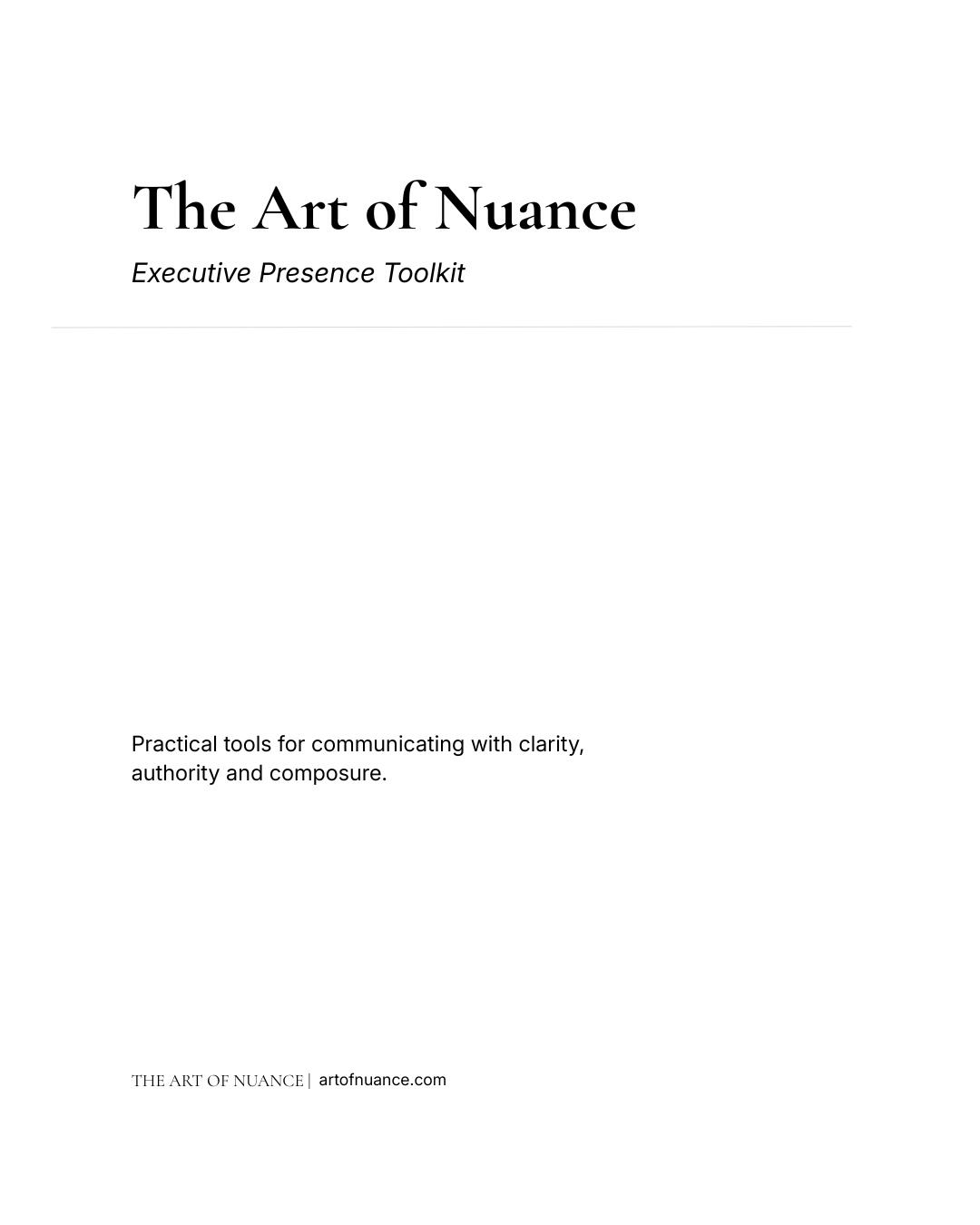 The Art of Nuance Executive Presence Toolkit cover